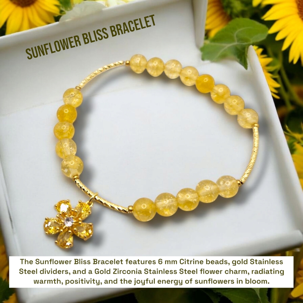Sunflower Bliss Bracelet - Gold Citrine Beads